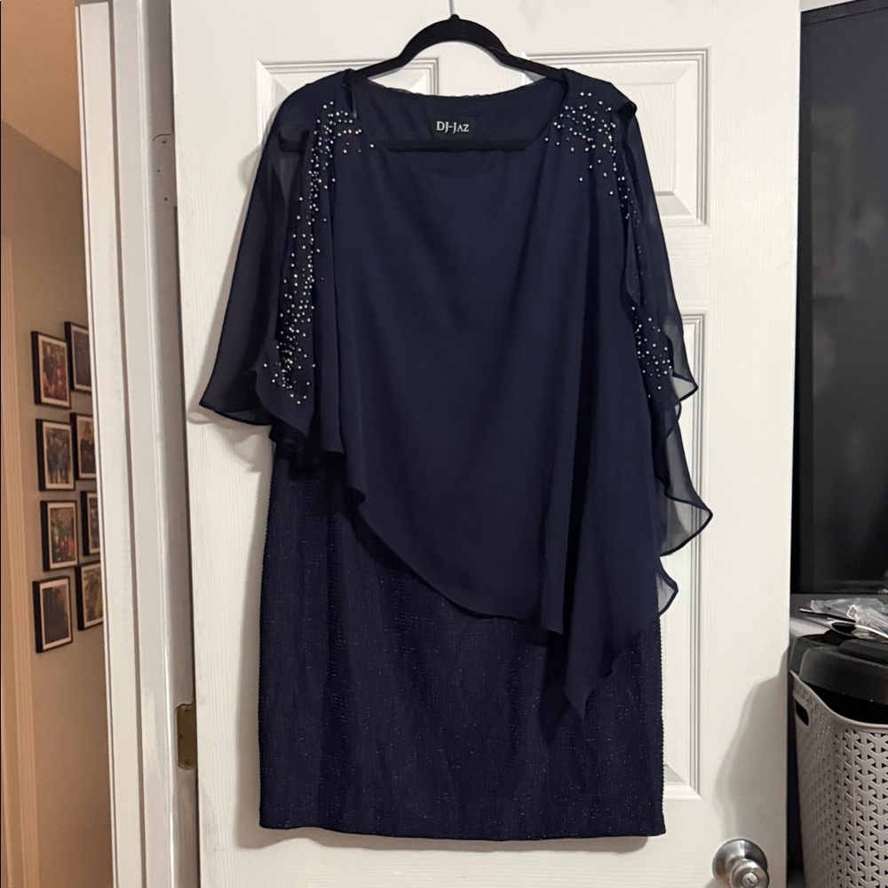 DJ Jaz Asymmetrical Navy Dress with Embellishments